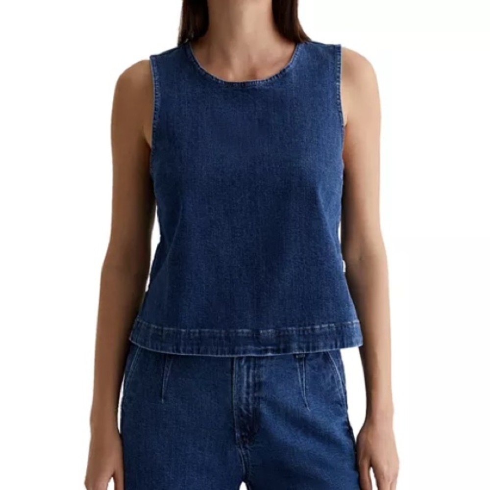AG Adriano Goldschmied Dark Blue Denim Top